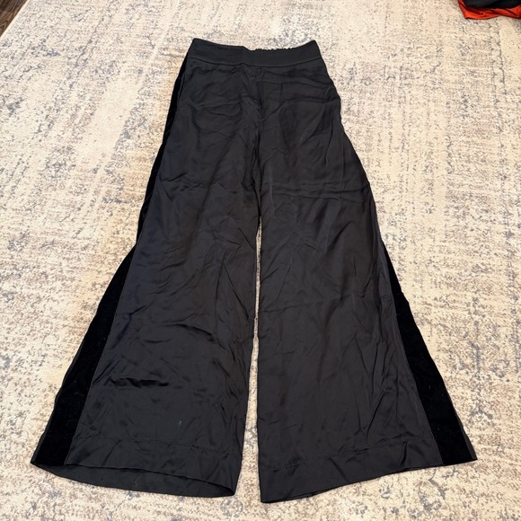 ANIYE BY Pants - ANIYE BY Womens Black Wide Leg Trousers Velvet Side Stripe Viscose Size M